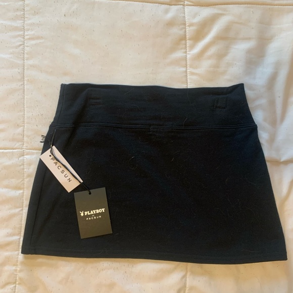 Playboy Cherry Embroidered Logo Black Mini Skirt - Picture 6 of 8